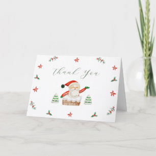Cute It's Cold Outside Winter Santa Baby Shower Letterpress Thank You Card