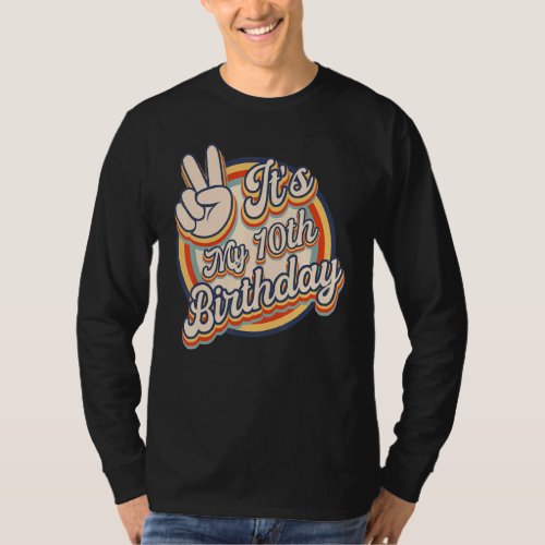 Cute Its My 10th Birthday Retro Vintage Kids 10 Y T_Shirt