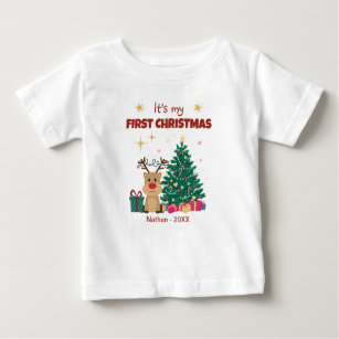 Cute It's My First Christmas With Reindeer Baby T-Shirt