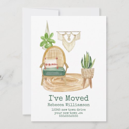 Cute Ive Moved Boho Watercolor Home Decor Moving  Announcement