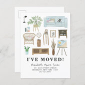 Cute I've Moved Boho Watercolor Home Decor Moving Announcement Postcard (Front/Back)