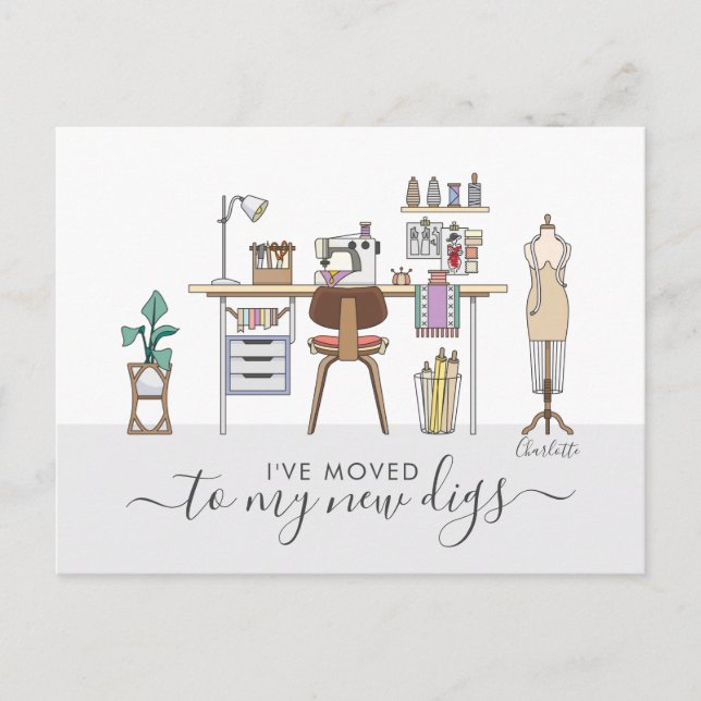 Cute I've Moved Cute Home Decor Studio Moving Announcement Postcard (Front)