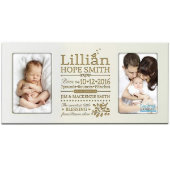 Cute Ivory Baby Measurements Double Picture Frame (Front)