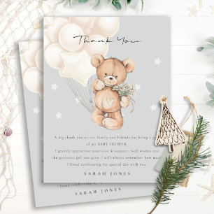 Cute Ivory Bear Bearly Wait Balloon Baby Shower Postcard