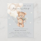 Cute Ivory Bear Bearly Wait Balloon Baby Shower Postcard (Front)