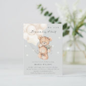 Cute Ivory Bear Bearly Wait Balloon Baby Shower Postcard (Standing Front)