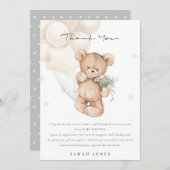 Cute Ivory Bear Bearly Wait Balloon Baby Shower Thank You Card (Front/Back)