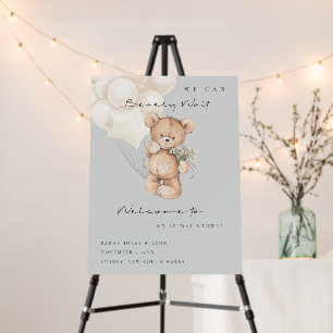 Cute Ivory Bearly Wait Balloon Baby Shower Welcome Foam Board