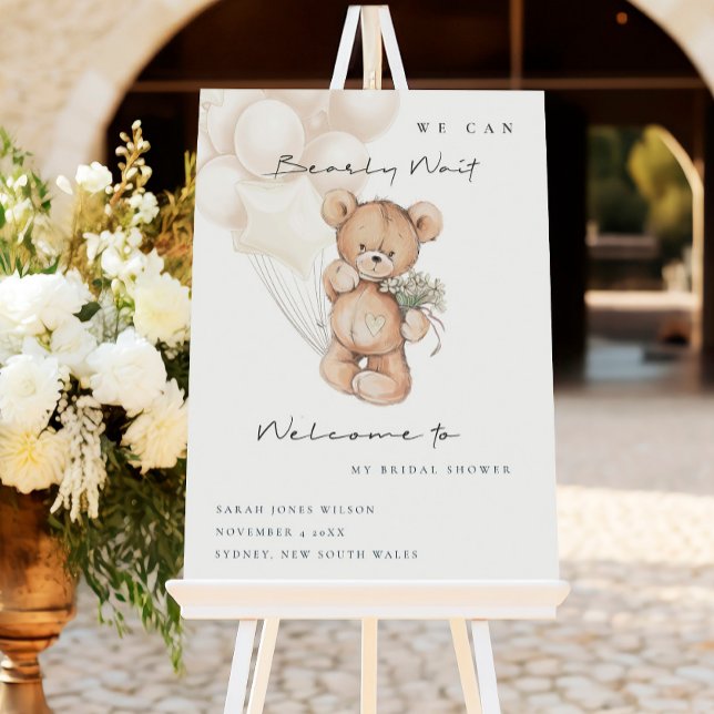 Cute Ivory Bearly Wait Balloon Baby Shower Welcome Foam Board (Creator Uploaded)