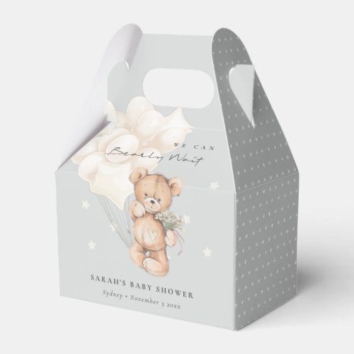 Cute Ivory Bearly Wait Bear Balloon Baby Shower Favor Boxes