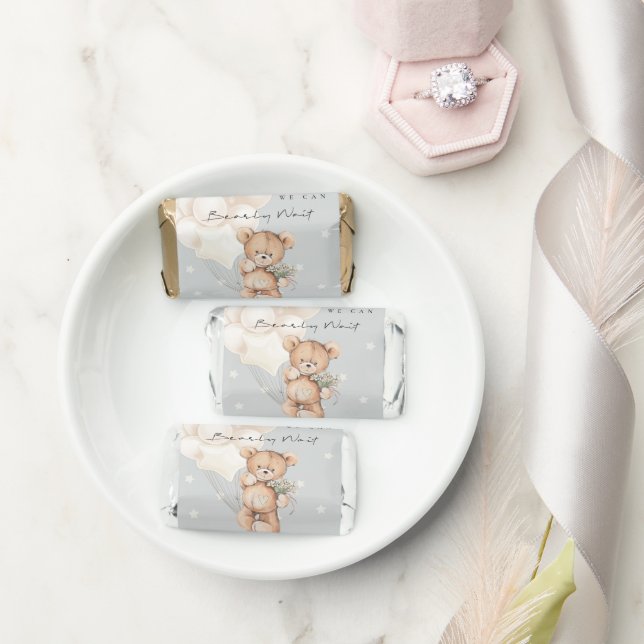 Cute Ivory Bearly Wait Bear Balloon Baby Shower Hershey's Miniatures (Wedding)