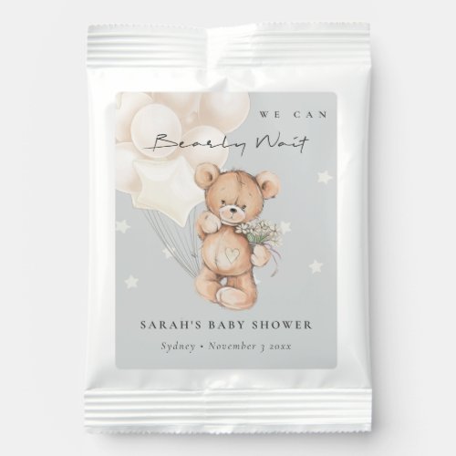 Cute Ivory Bearly Wait Bear Balloon Baby Shower Lemonade Drink Mix