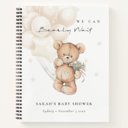 Cute Ivory Bearly Wait Bear Balloon Baby Shower Notebook
