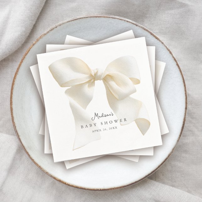 Cute Ivory Coquette Bow Baby Shower Napkins (Creator Uploaded)