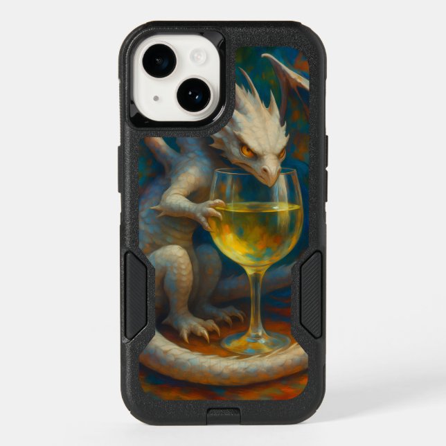 Cute Ivory Dragon & White Wine Fantasy Art Otterbox iPhone Case (Back)