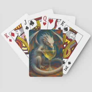 Cute Ivory Dragon & White Wine Fantasy Art Poker Cards