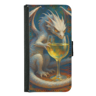 Cute Ivory Dragon & White Wine Fantasy Art Samsung Galaxy S5 Wallet Case