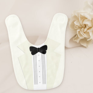 Cute Ivory Tuxedo Wedding Bow Tie Baby Bib