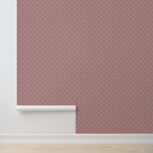 Cute Ivory White Polka Dots on Terracotta Pink Wallpaper