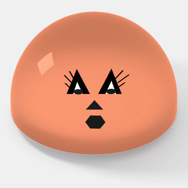Cute Jack O Lantern Face Orange Halloween Pumpkin  Paperweight (Angled)