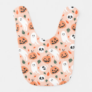 Cute Jack-O-Lantern & Ghost Pattern Baby Bib