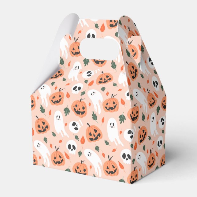 Cute Jack-O-Lantern & Ghost Pattern Favor Boxes (Front Side)