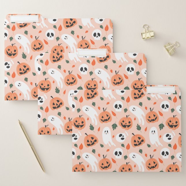 Cute Jack-O-Lantern & Ghost Pattern File Folder (Set)