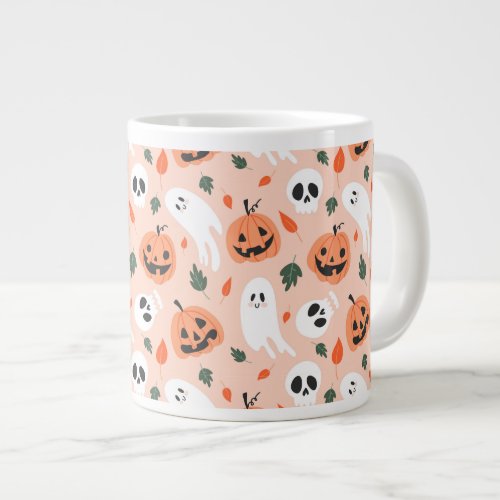 Cute Jack_O_Lantern  Ghost Pattern Giant Coffee Mug