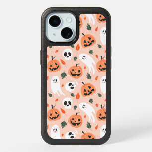 Cute Jack-O-Lantern & Ghost Pattern iPhone 15 Case