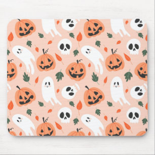 Cute Jack-O-Lantern & Ghost Pattern Mouse Pad
