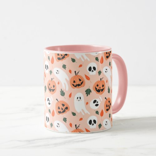 Cute Jack_O_Lantern  Ghost Pattern Mug