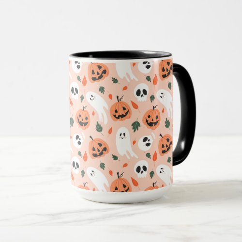 Cute Jack_O_Lantern  Ghost Pattern Mug