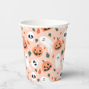 Cute Jack-O-Lantern & Ghost Pattern Paper Cups