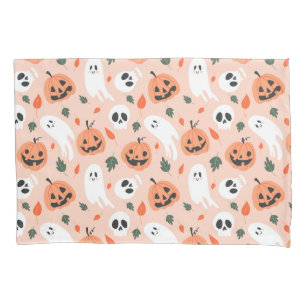 Cute Jack-O-Lantern & Ghost Pattern Pillow Case