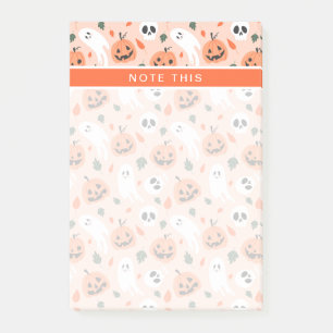 Cute Jack-O-Lantern & Ghost Pattern Post-it Notes