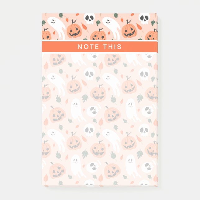 Cute Jack-O-Lantern & Ghost Pattern Post-it Notes (Front)
