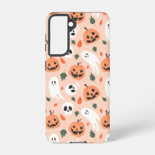 Cute Jack-O-Lantern & Ghost Pattern Samsung Galaxy S21 Case