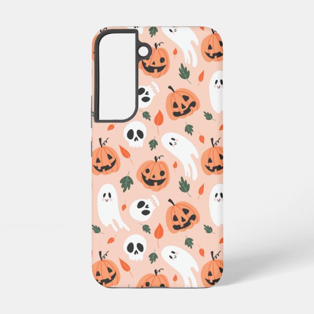 Cute Jack-O-Lantern & Ghost Pattern Samsung Galaxy Case (Back)