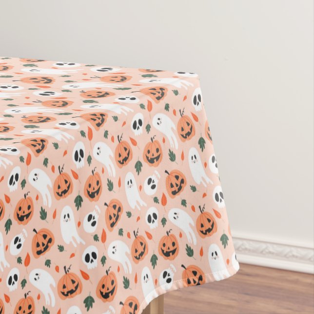 Cute Jack-O-Lantern & Ghost Pattern Tablecloth (In Situ)