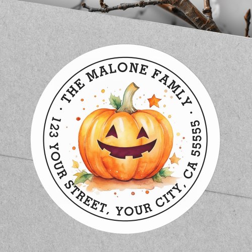 Cute Jack_o_lantern Halloween return address Classic Round Sticker