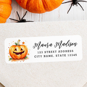 Cute Jack o lantern Halloween return address Label