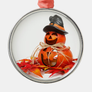 Cute Jack O Lantern Happy Halloween Metal Ornament