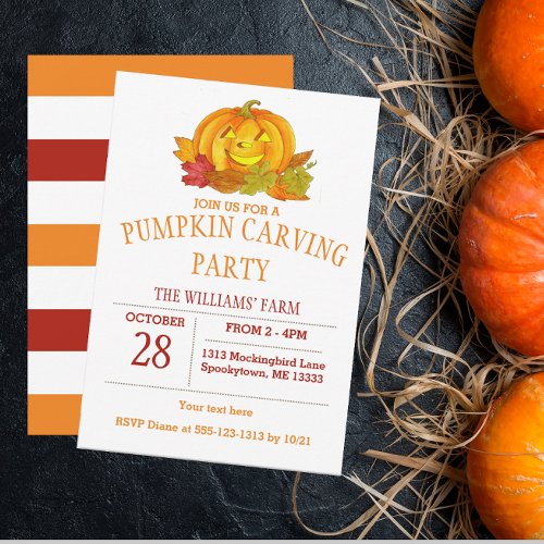 Cute Jack_O_Lantern Pumpkin Carving Party Invitation