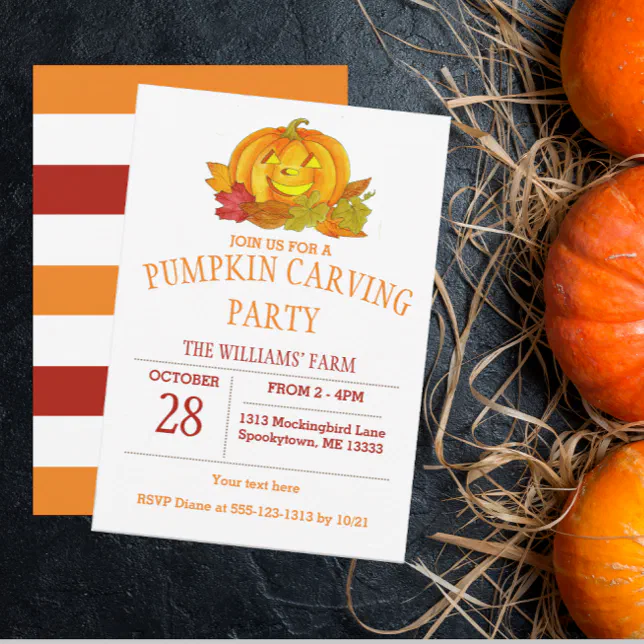 Cute Jack-O-Lantern Pumpkin Carving Party Invitation | Zazzle