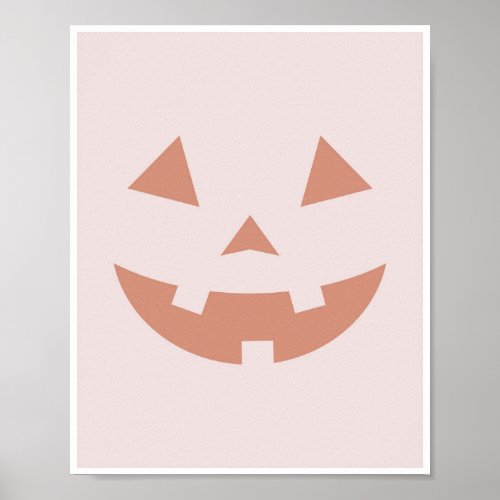 Cute Jack o Lantern Pumpkin Face Pink Poster