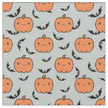 Cute Jack-O-Lantern Pumpkins &amp; Bats Pattern Fabric