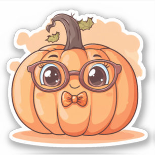 Cute Jack-O-Lantern Wearing Glasses Sticker