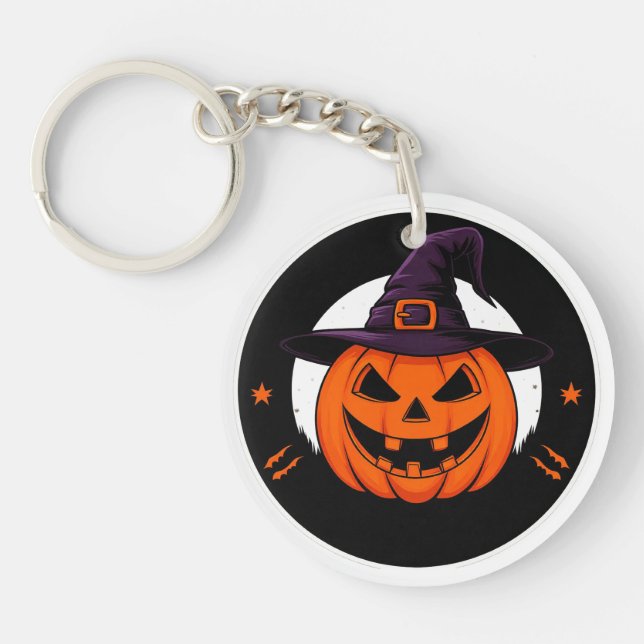 Cute Jack O Lantern Witch Pumpkin 🎃 Keychain (Front)