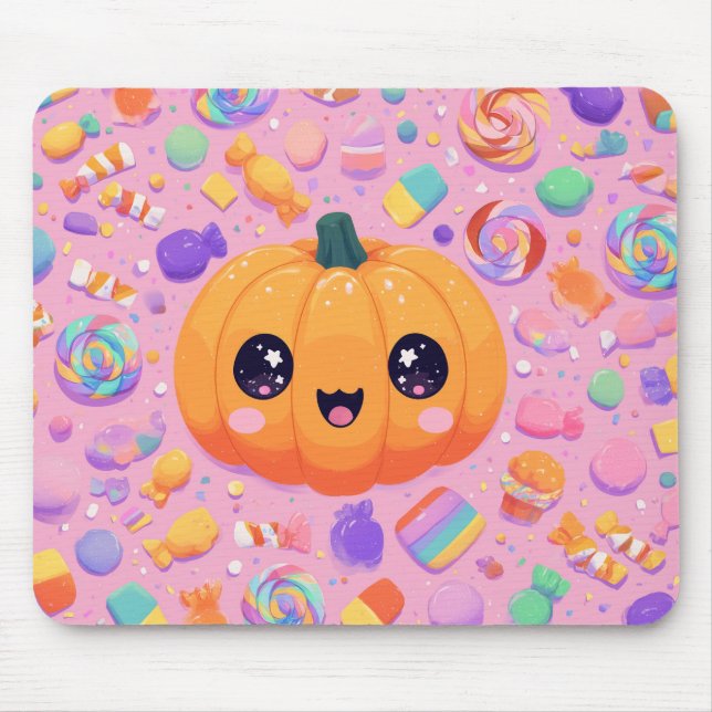 Cute Jack-o-Lantern with Candy - Mousepad (Front)