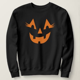 Cute Jack-O-Lantern with Lashes Orange Halloween Sweatshirt
